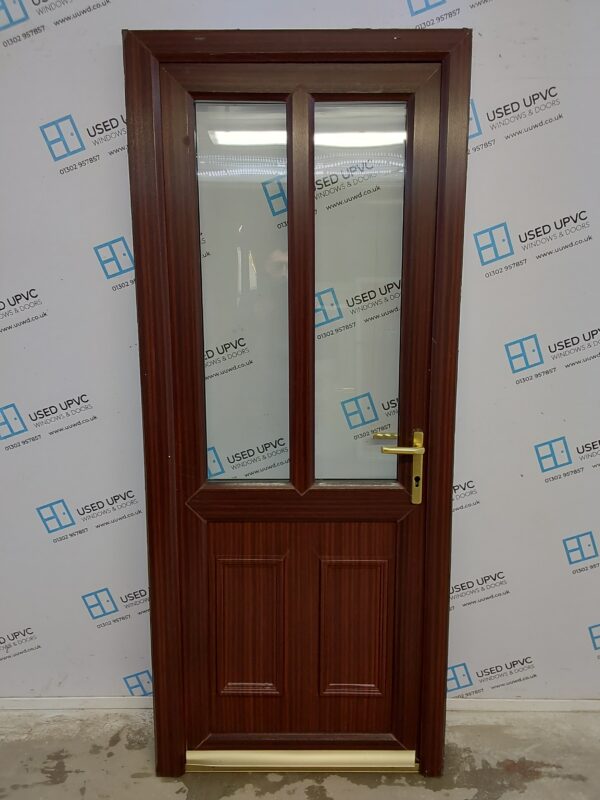 Used Woodgrain Upvc Back Door 850mm x 2050mm (reduce to 835mm) 0562