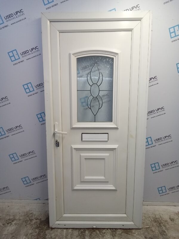 Used White Upvc Front Door 960mm x 2090mm (Reduce To 940mm x 2090mm) 0384