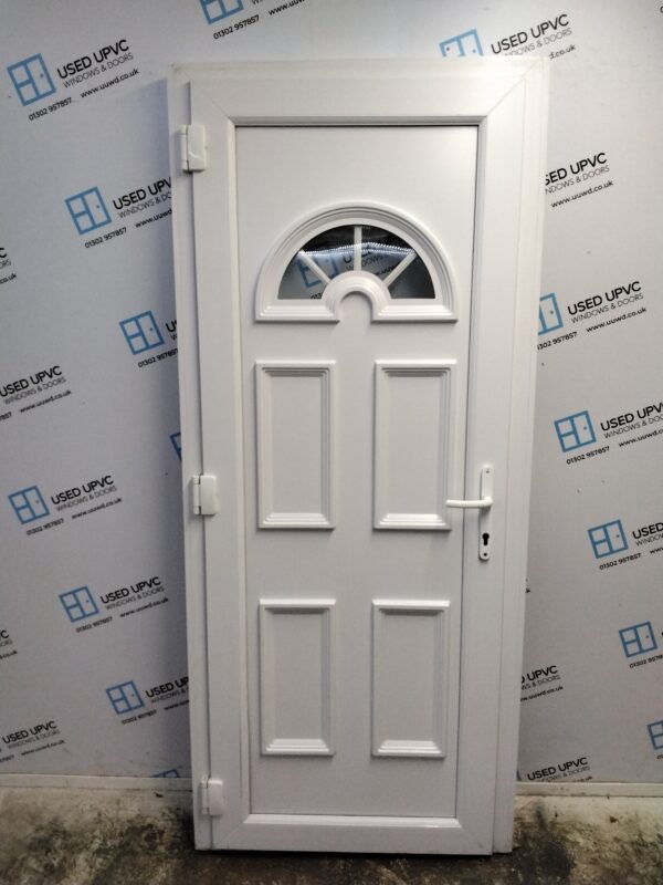 Used White Upvc Back Door 890mm x 2060mm (Reduce To 860mm x 2060mm) 0344 - Image 2