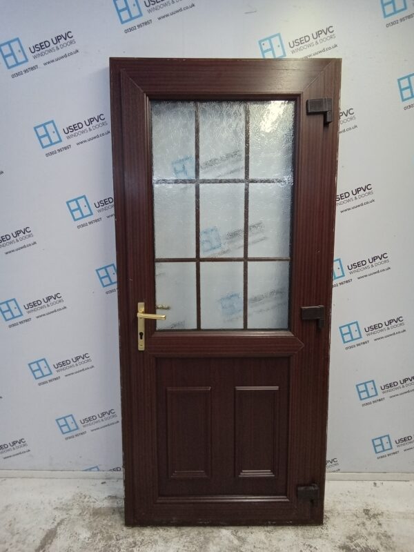 Used Woodgrain Upvc Back Door And Rosewood panel 915mm x 2025mm (Reduce To 890mm) 0029 - Image 2