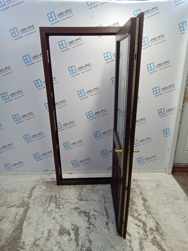 Used Woodgrain Upvc Back Door And Rosewood panel 915mm x 2025mm (Reduce To 890mm) 0029 - Image 3