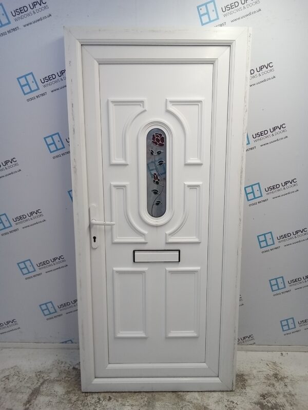 Used White Upvc Front Door 910mm x 2000mm (Reduce To 890mm) 0548