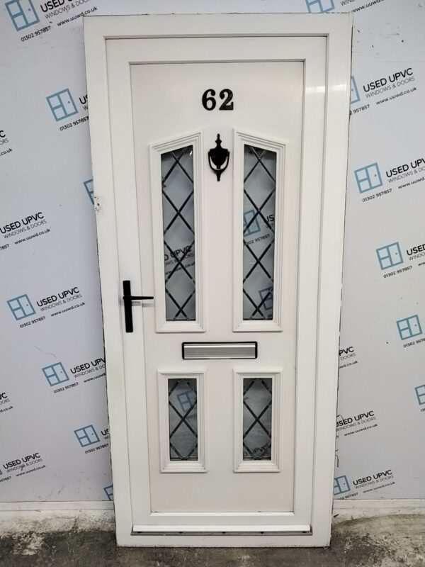 Used White Upvc Front Door 925mm x 2090mm (Reduce to 910mm) 0600