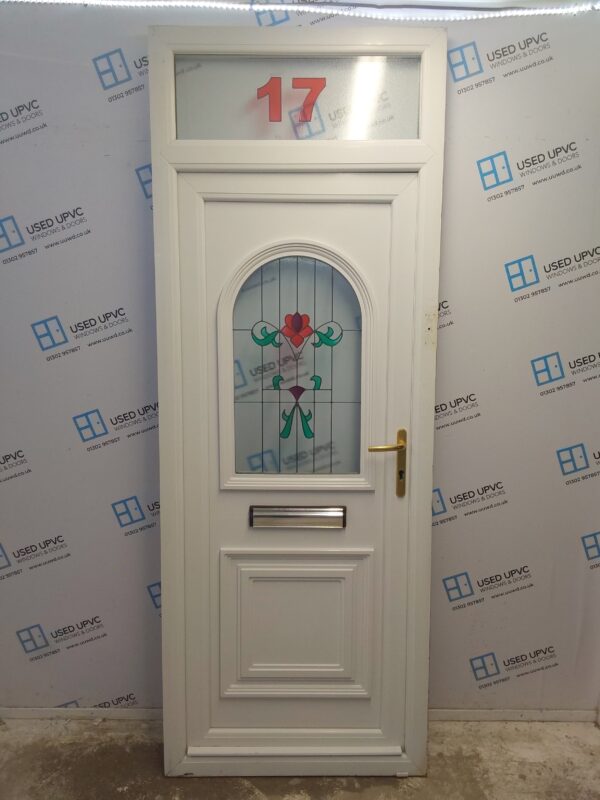 Used White Upvc Front Door And Toplight 860mm x 2320mm 0222