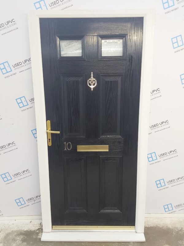 Used Black Composite Front Door 1020mm x 2080mm (reduce to 980mm) 0609