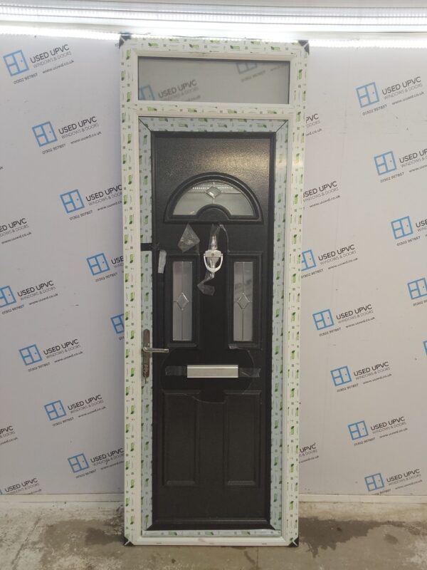 Brand New Black Upvc Front Door And Toplight 840mm x 2360mm ND149