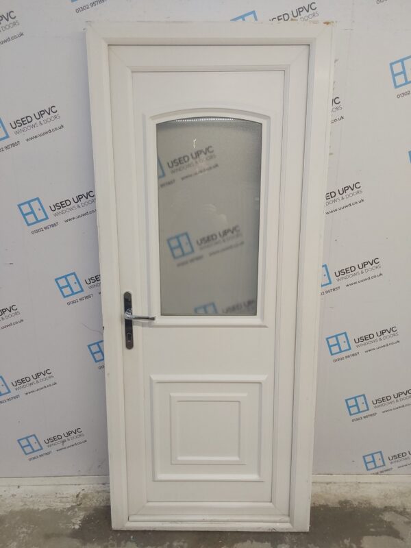 Used White Upvc Back Door 845mm x 1990mm (reduce to 830mm) C8D22