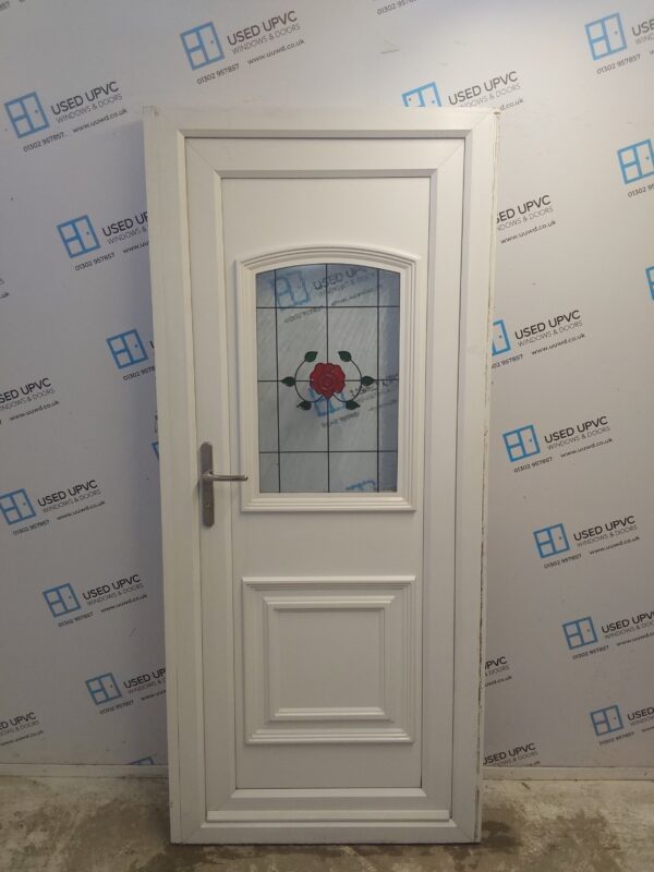 Used White Upvc Back Door 910mm x 2060mm (Reduce To 865mm) 0317