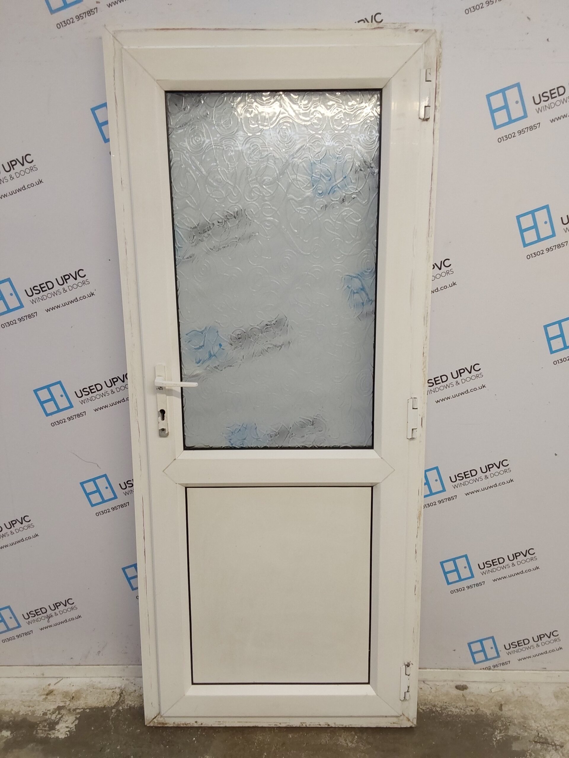 Used White Upvc Back Door 850mm x 2020mm 0357 | Used UPVC Windows & Doors