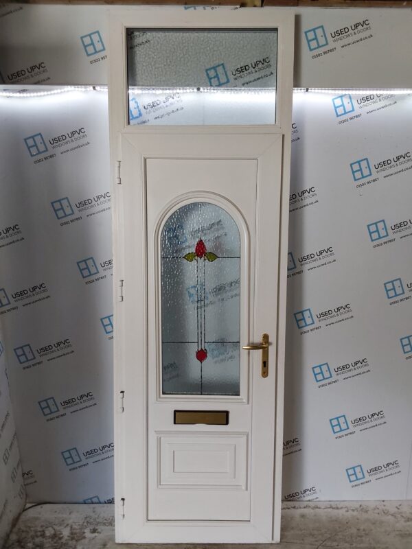 Used White Upvc Front Door And Toplight 850mm x 2600mm (reduce to 835mm) 0191 - Image 2