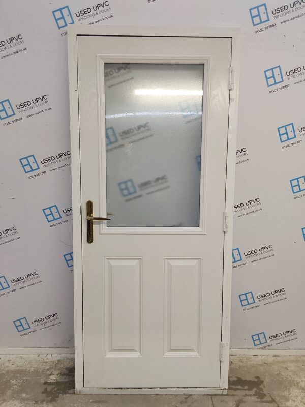 Used White Composite Back Door 910mm x 2075mm 0589 - Image 2