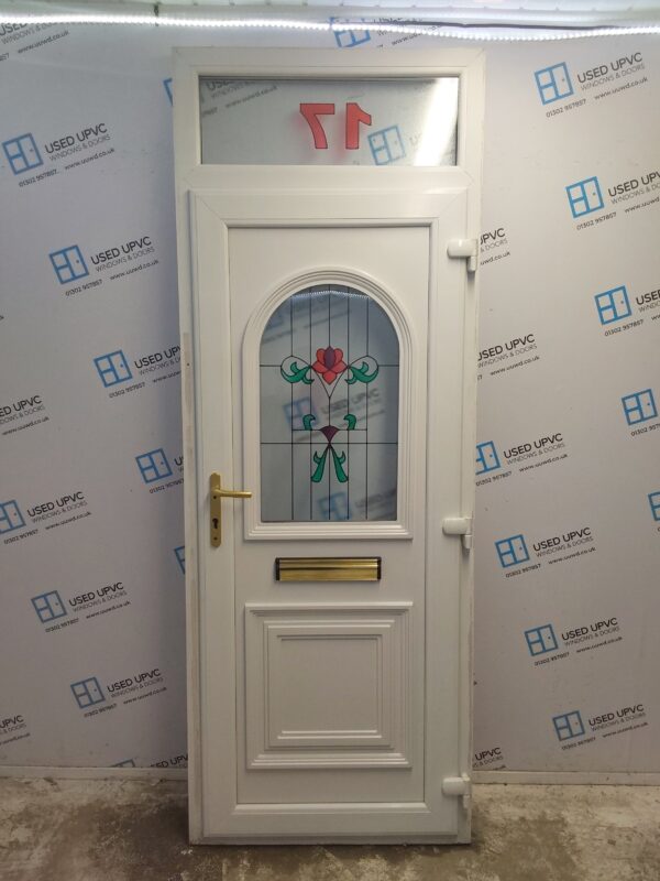 Used White Upvc Front Door And Toplight 860mm x 2320mm 0222 - Image 2