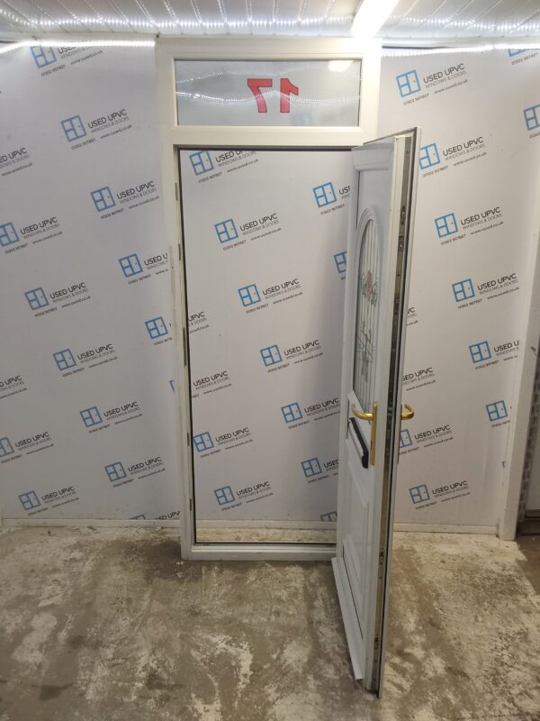 Used White Upvc Front Door And Toplight 860mm x 2320mm 0222 - Image 3