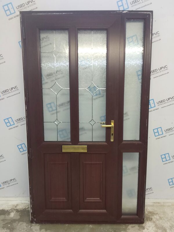 Used Rosewood Upvc Front Door And Side Panel 1195mm x 2100mm (reduce to 1180mm) DS035 - Image 2