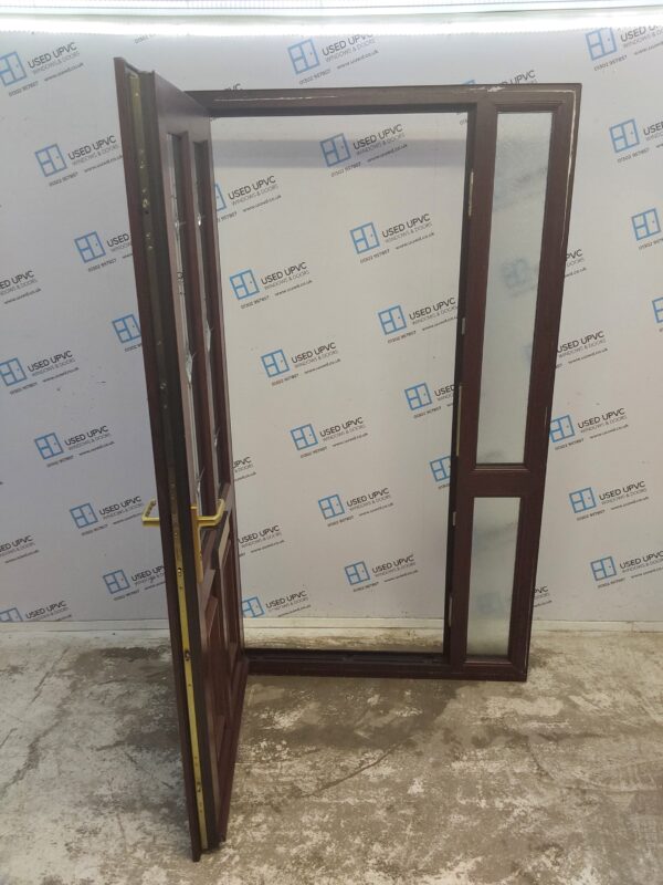 Used Rosewood Upvc Front Door And Side Panel 1195mm x 2100mm (reduce to 1180mm) DS035 - Image 3