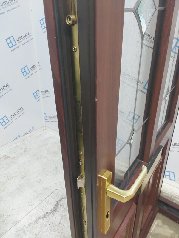 Used Rosewood Upvc Front Door And Side Panel 1195mm x 2100mm (reduce to 1180mm) DS035 - Image 9