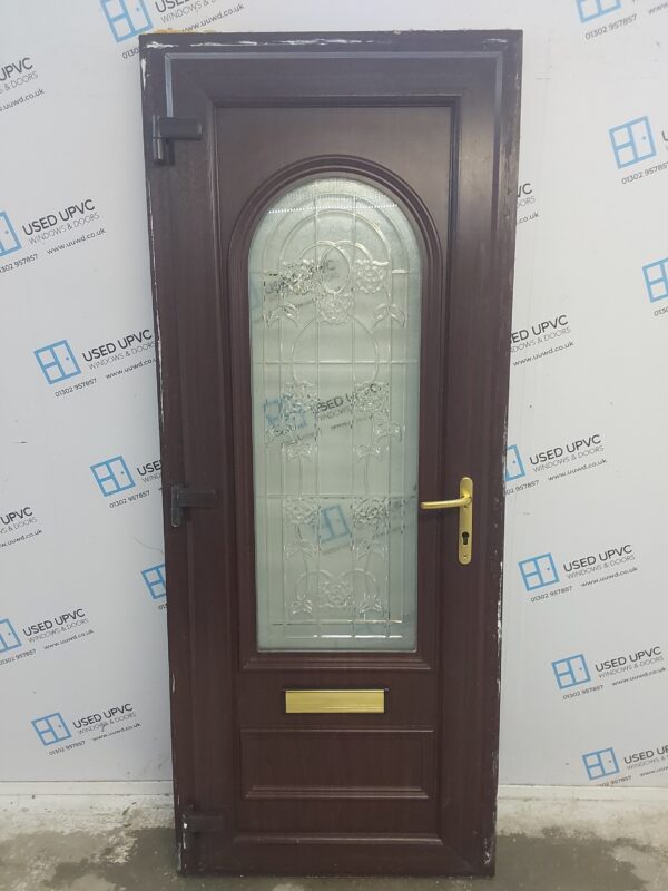 Used Rosewood Upvc Front Door 840mm x 2070mm (reduce to 825mm) C8D47 - Image 2