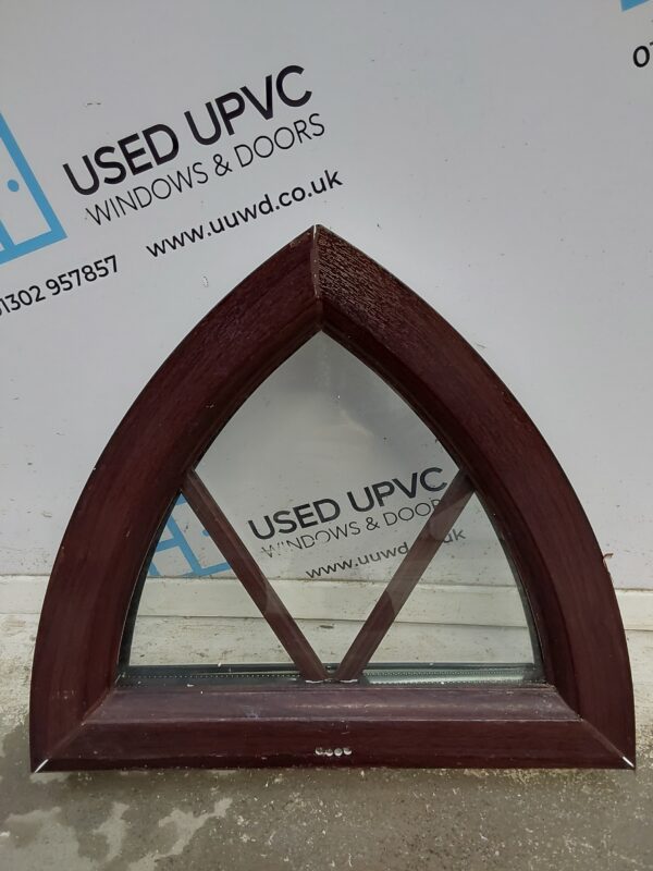 Used Rosewood Upvc Arched Window 450mm x 395mm W0381