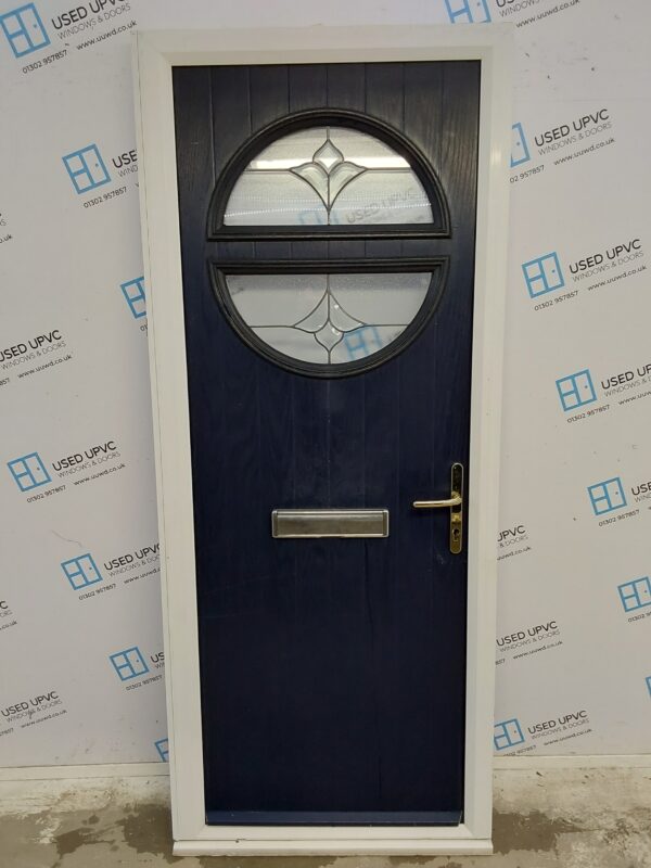 Used Blue Composite Front Door 880mm x 2105mm (reduce to 865mm) 0509