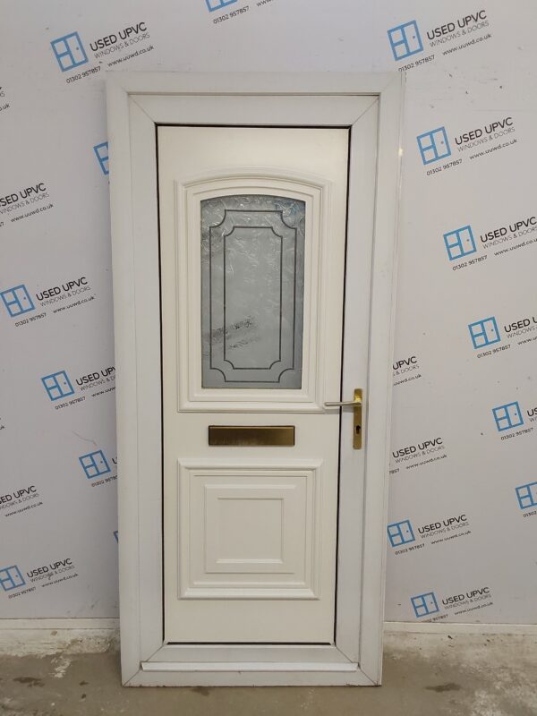 Used White Upvc Front Door 915mm x 2055mm (Reduce To 900mm) 0604