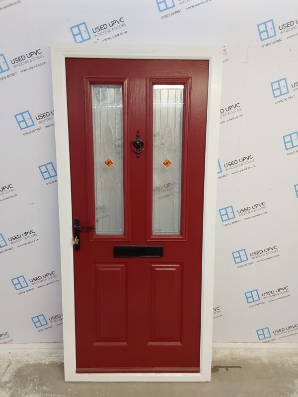 Used Red Composite Front Door 945mm x 2060mm 0686