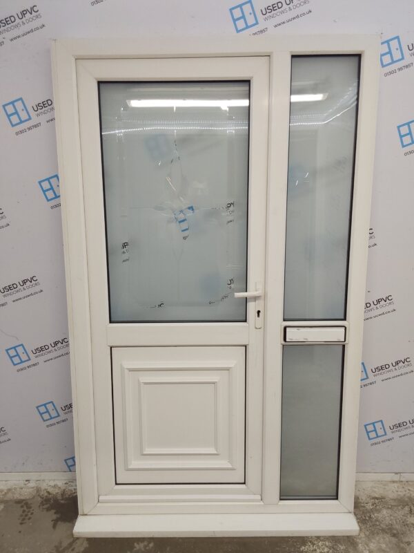 Used White Upvc Front Door And Side Panel 1265mm x 2070mm (reduce to 1245mm) DS004