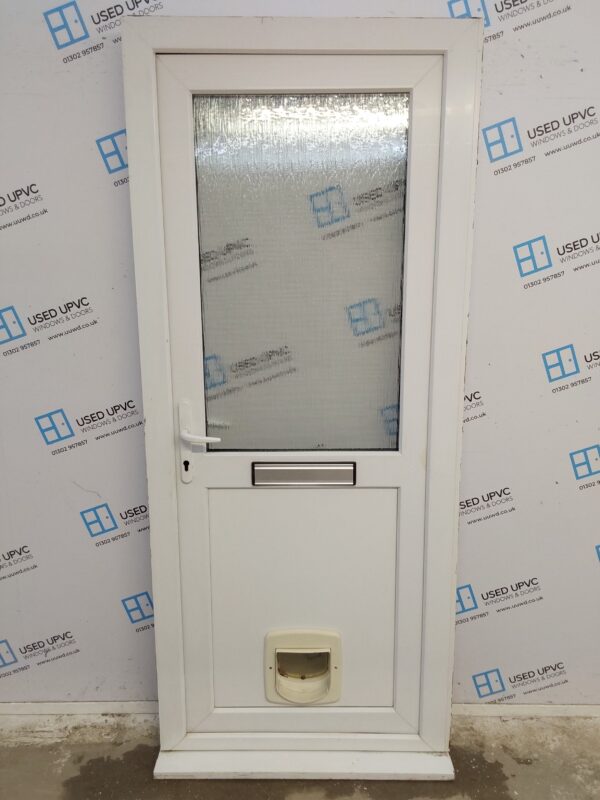 Used White Upvc Front Door 900mm x 2110mm (reduce to 885mm) 0382