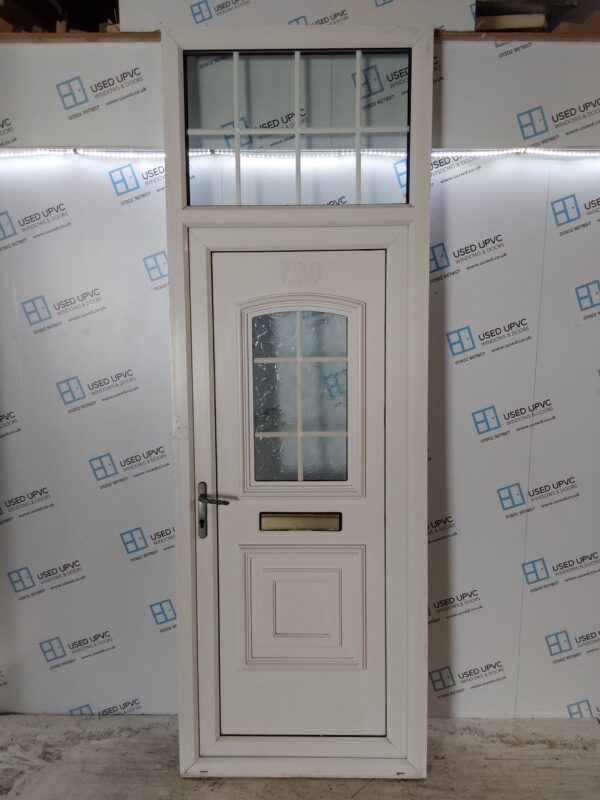 Used White Upvc Front Door And Toplight 910mm x 2655mm 0589