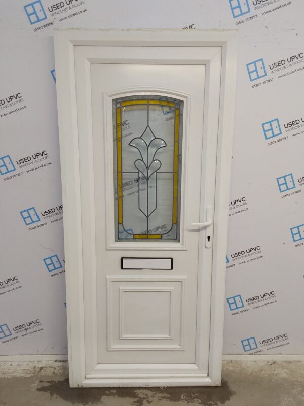 Used White Upvc Front Door 920mm x 2020mm (Reduce To 900mm) 0071
