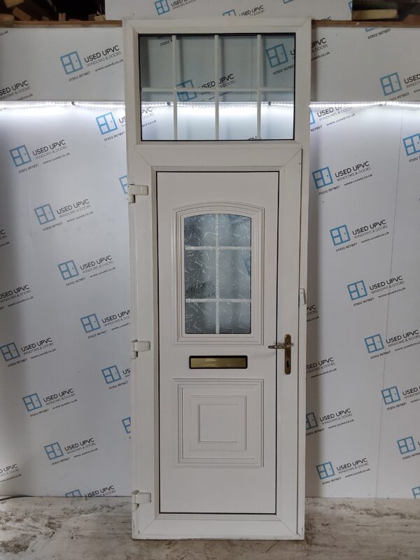 Used White Upvc Front Door And Toplight 910mm x 2655mm 0589 - Image 2
