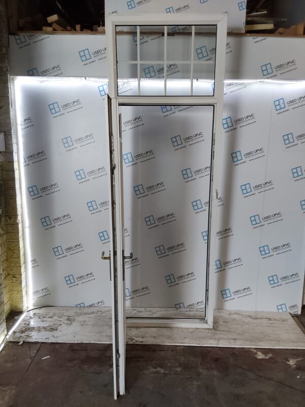 Used White Upvc Front Door And Toplight 910mm x 2655mm 0589 - Image 3