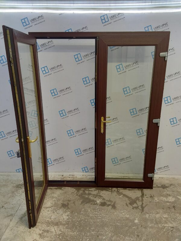 Used Woodgrain Upvc French Doors 1575mm x 2050mm EA5 - Image 3