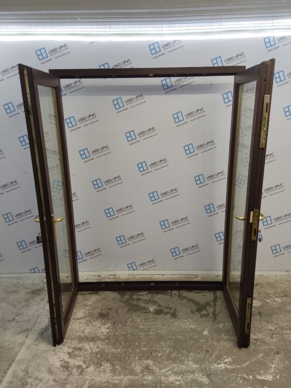 Used Woodgrain Upvc French Doors 1575mm x 2050mm EA5 - Image 4