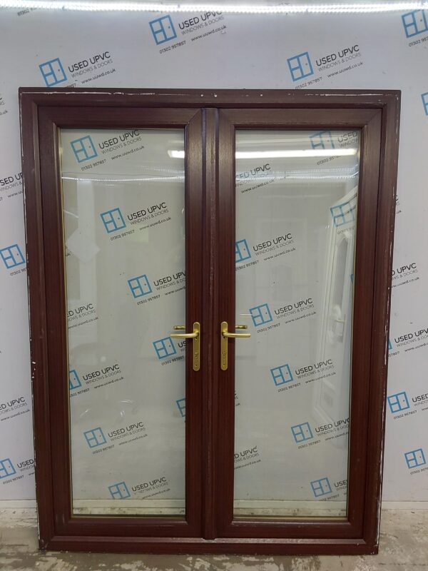 Used Woodgrain Upvc French Doors 1575mm x 2050mm EA5 - Image 2