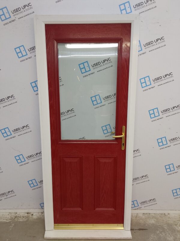 Used Red Composite Back Door 890mm x 2100mm (reduce to 870mm) 0562