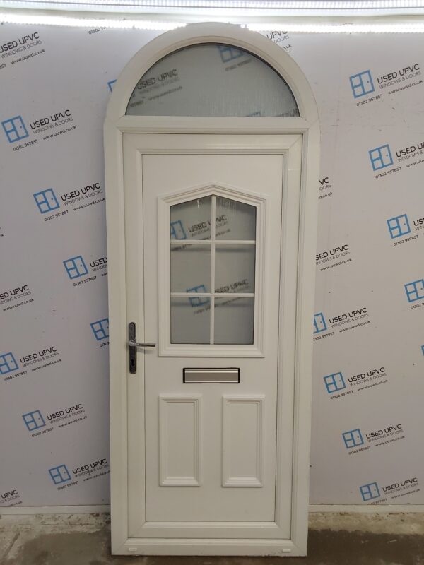 Used White Upvc Arched Front Door And Toplight 920mm x 2370mm 0649