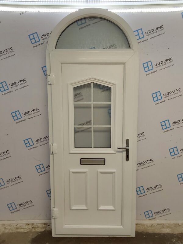 Used White Upvc Arched Front Door And Toplight 920mm x 2370mm 0649 - Image 2