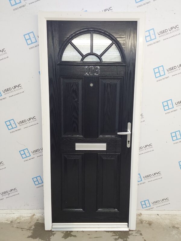 Used Black Composite Front Door 890mm x 2010mm C12D05