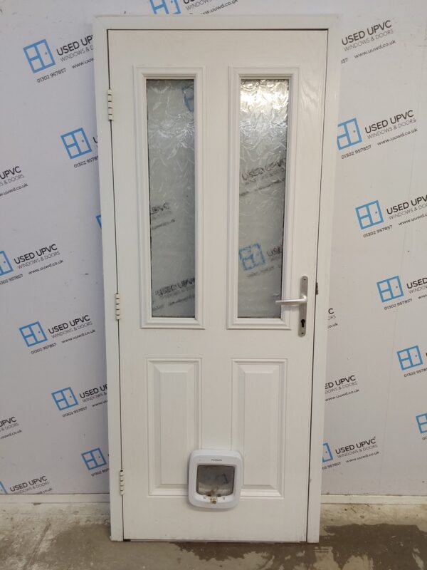 Used White Composite Back Door 880mm x 2070mm 0563 - Image 2