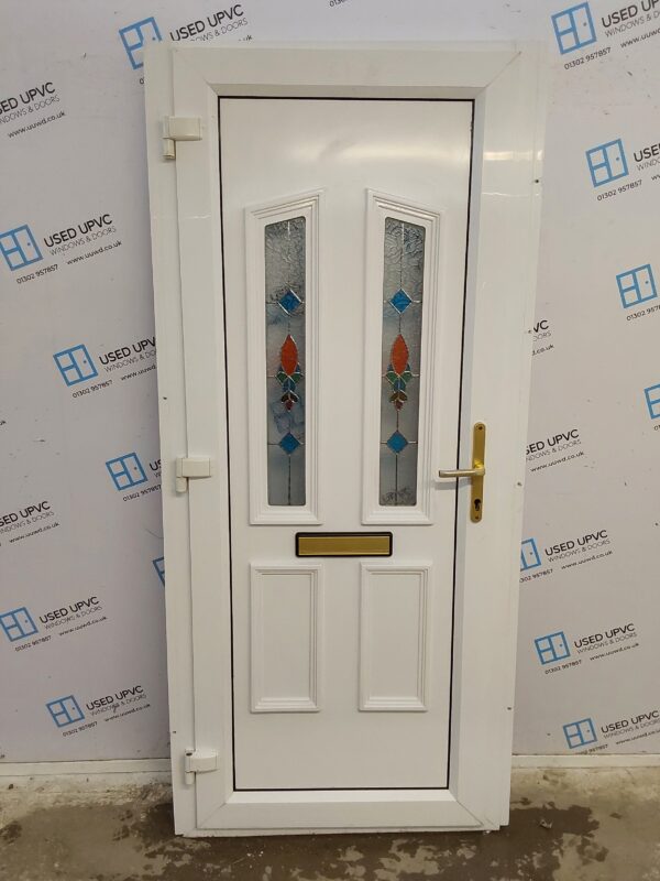 Used White Upvc Front Door 960mm x 2110mm (Reduce To 910mm) C6079 - Image 2