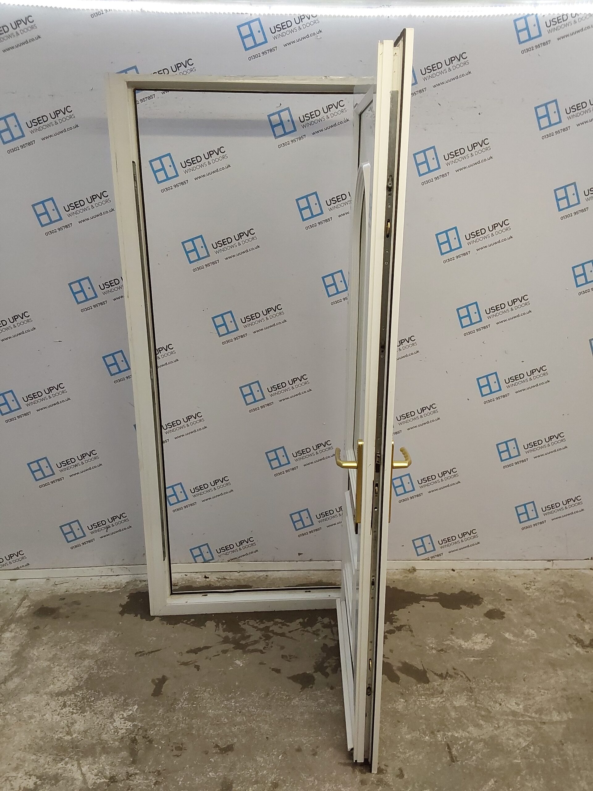 Used White Upvc Front Door 910mm x 2065mm (Reduce To 880mm) 0268 Used