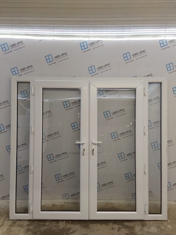 Used White Upvc French Doors And Side Panels 2080mm x 1895mm EA1