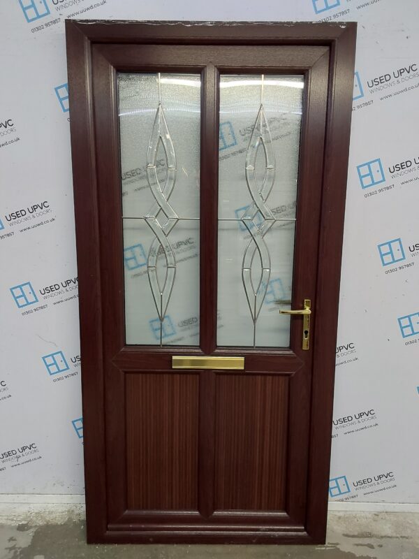 Used Rosewood Upvc Front Door 1010mm x 2040mm 0044