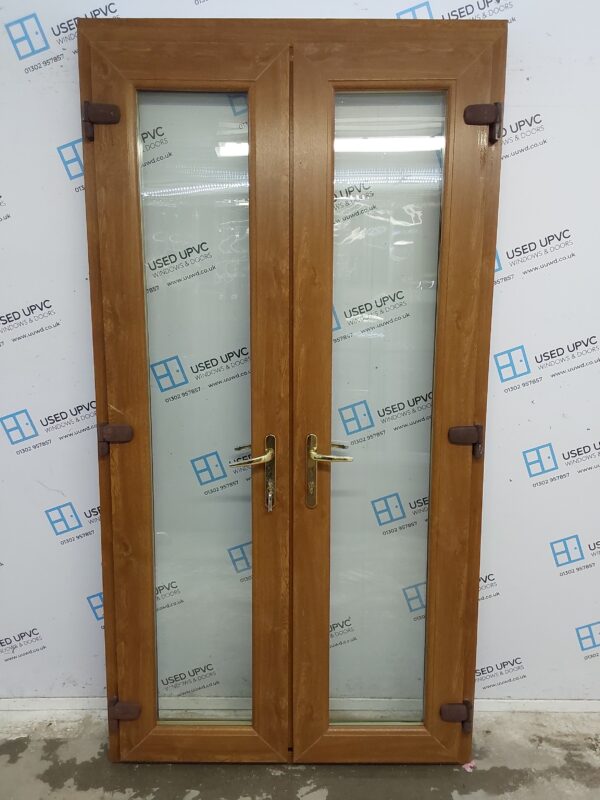 Used Oak Upvc French Doors 1120mm x 2145mm (reduce to 2125mm) EA2