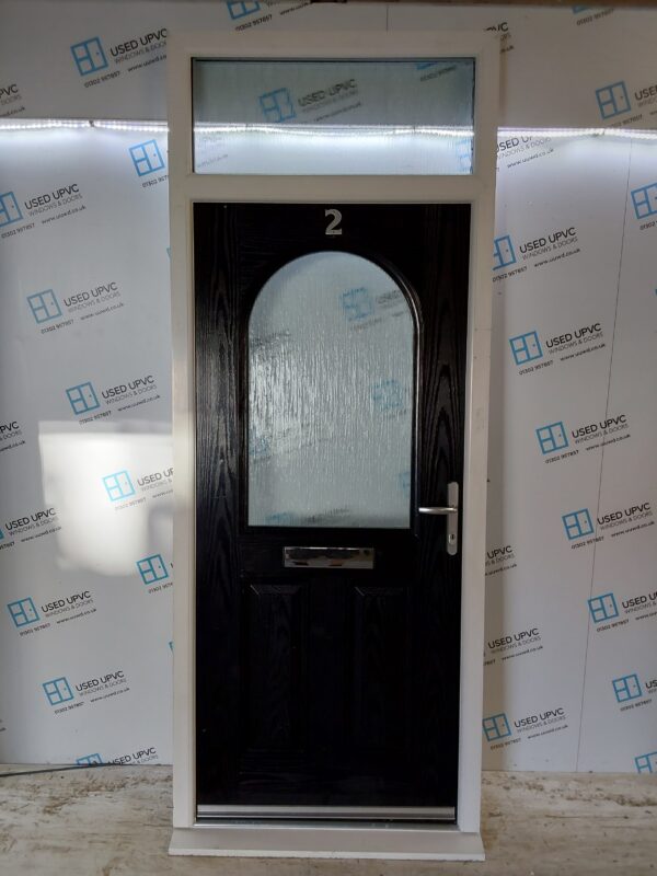 Used Black Composite Front Door And Toplight 1000mm x 2535mm 0722