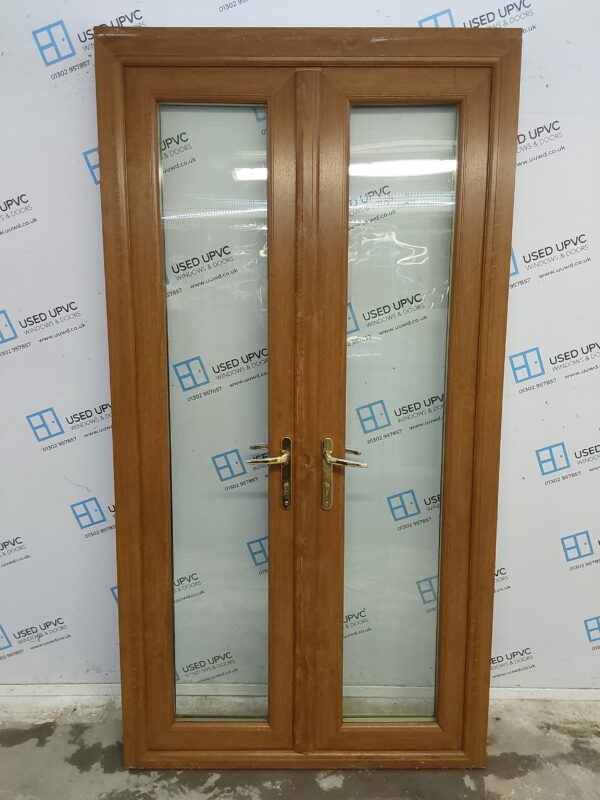 Used Oak Upvc French Doors 1120mm x 2145mm (reduce to 2125mm) EA2 - Image 2