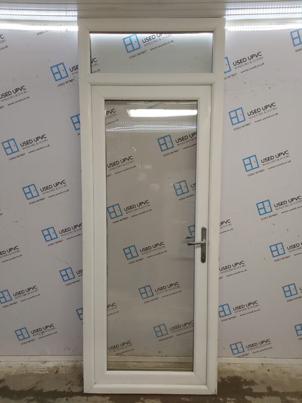 Used White Upvc Full Glass Back Door And Toplight 895mm x 2410mm 0738