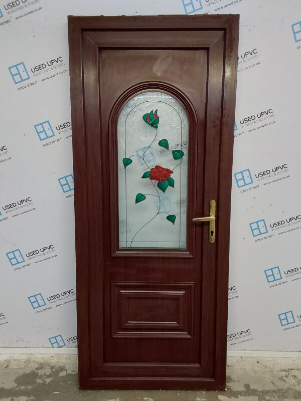 Used Rosewood Upvc Back Door 865mm x 2075mm C6022