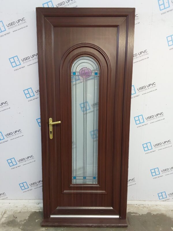 Used Woodgrain Upvc Back Door 875mm x 2095mm 0573