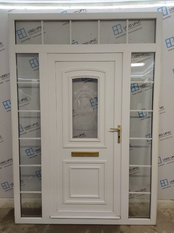 Used White Upvc Front Door, Side Panels And Toplight 1625mm x 2320mm DS012